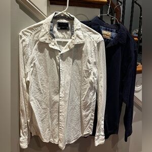 Denim & Flower White and Navy Casual Shirts